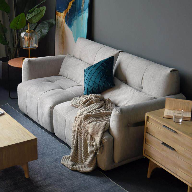 北欧布艺沙发现代简约小户型客厅科技布真皮轻奢模块三人转角组合