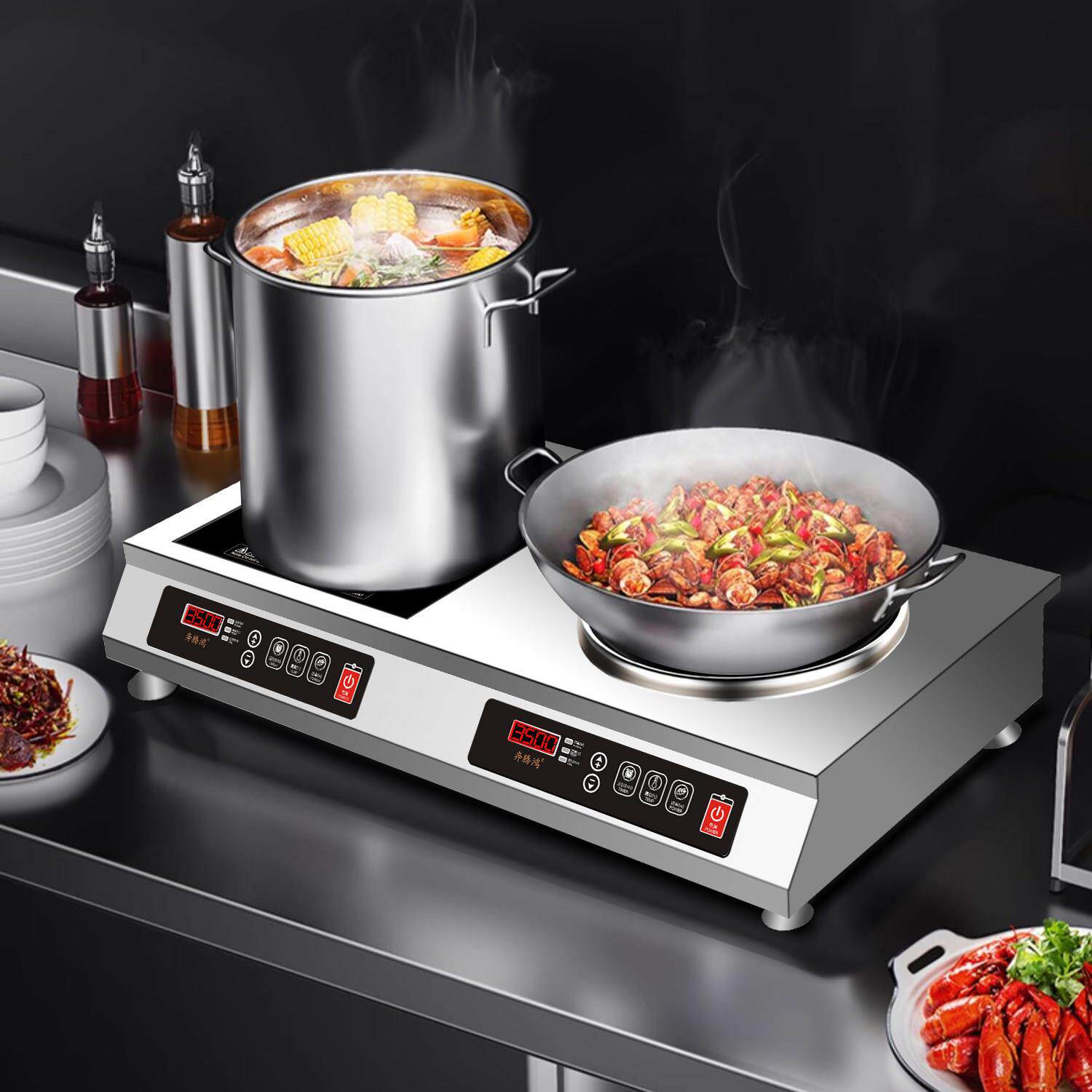 奔腾鸿 双头电磁炉双口瓦斯炉家用商用大功率炒锅一体双眼猛火电