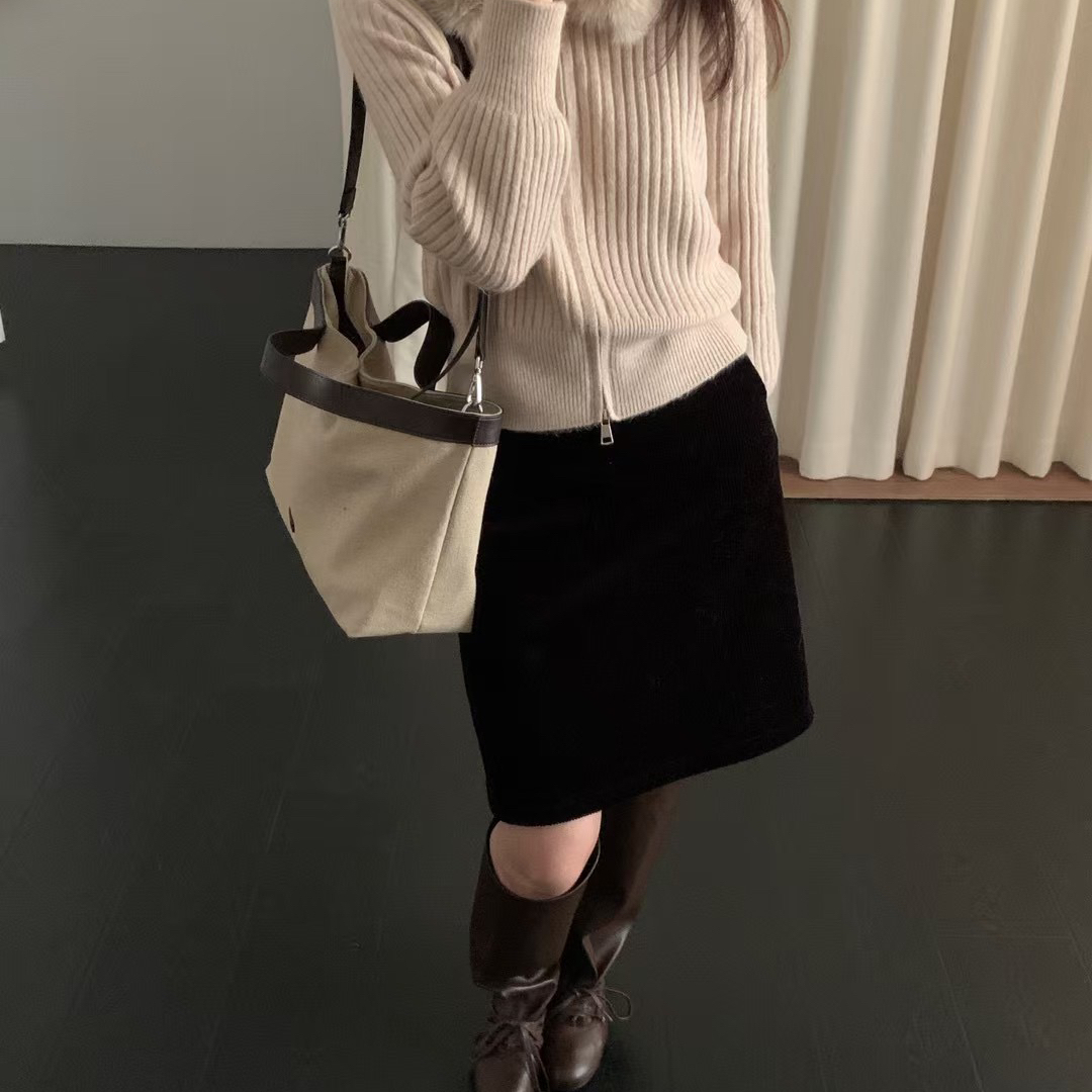 Hand made-懒毛领针织开衫超好看休闲短款保暖毛衣(配可拆仿毛领)