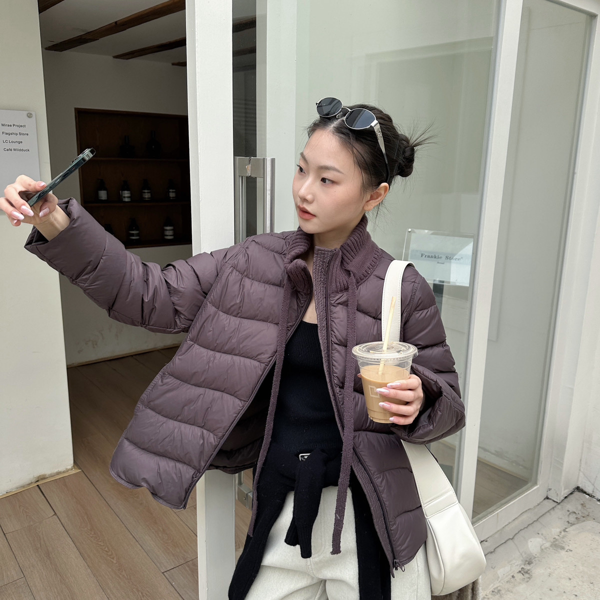 BEFORE SUNSET 日落-上新基础款针织立领抽绳排骨保暖羽绒服外套