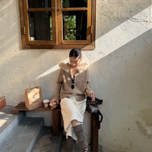 BEFORE SUNSET 日落-羊毛毛织外套毛衣(配可拆仿毛领)（含20羊毛