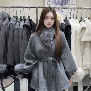 MEI ZI 美姿-大小姐女神保暖羽绒服外套(配可拆卸狐狸毛领,腰带)