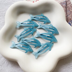 闪蓝色海豚小鱼发夹 可爱的福福爆击bb夹刘海夹发饰侧边夹发饰