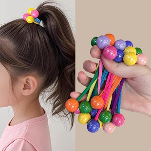 韩版彩珠圆珠头绳圆球糖果色公主头饰儿童扎马尾长皮筋发圈头发饰