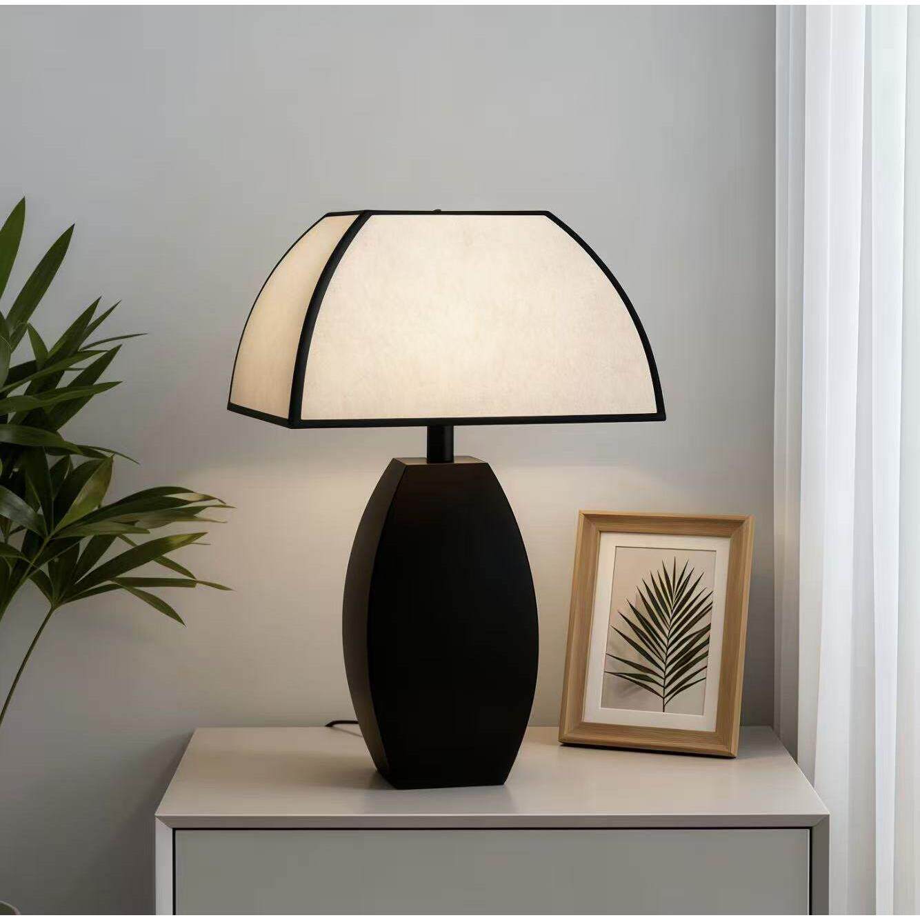 中古台灯复古黑客厅现代书桌灯卧室床头灯新中式怀旧布艺氛围夜灯