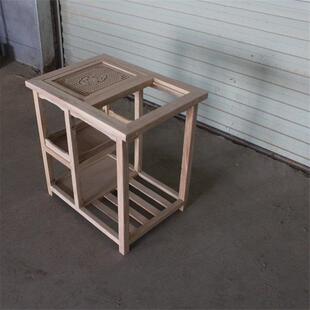 移动茶桌茶台家用小茶车老榆木客厅阳台简约功夫茶几白茬白胚白坯