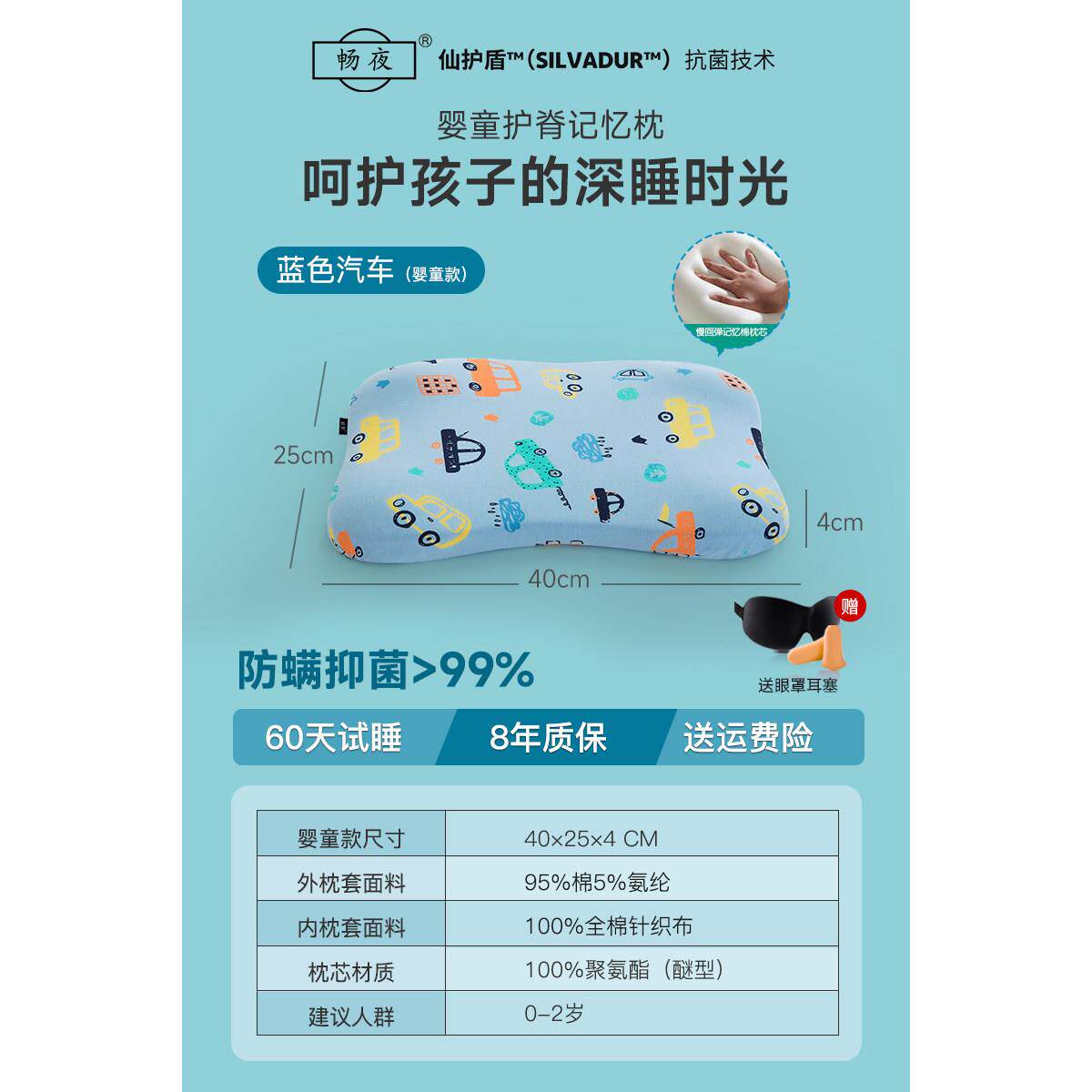 新生儿记忆棉枕儿童枕头1宝宝四季2岁婴儿专用0到6个月以上 3婴童