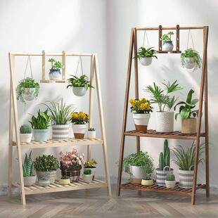 不占空间阳台花架阳台置物架实木花盆架室内客厅绿萝盆栽摆件多层