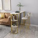 北欧大理石吧台桌家用奶茶店客厅隔断柜简约靠墙餐桌长条高脚桌椅