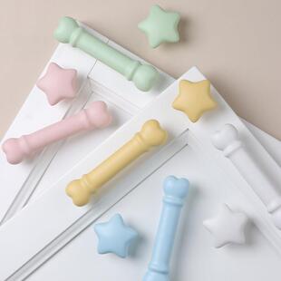 可爱彩色长拉手现代简约高档儿童房大衣柜门柜子高门通体通顶把手