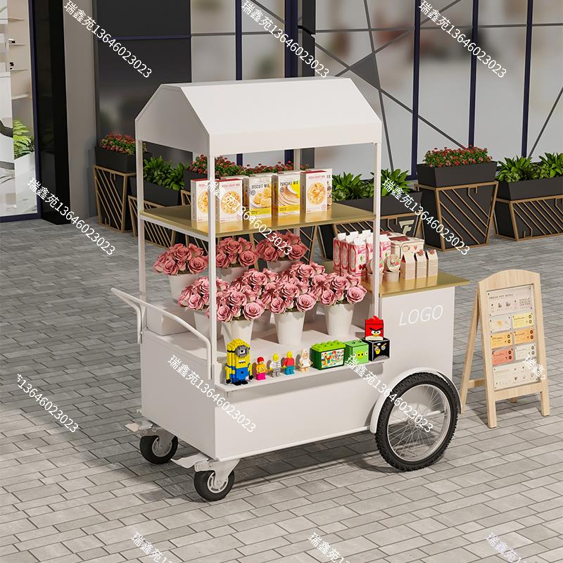 摆摊小推车移动多层面包花车奶茶咖啡商场美妆珠宝活动促销展示台