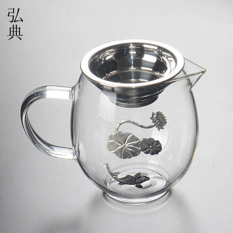 玻璃公道杯耐热加厚手把功夫茶具分茶器大号带茶漏套装