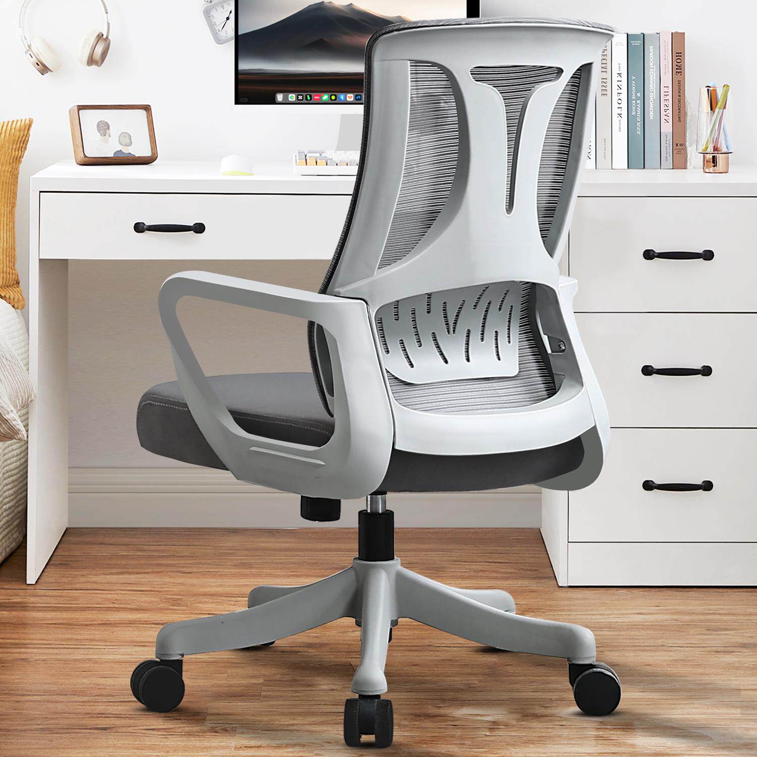 电脑椅家用舒适护腰办公椅透气靠背椅升降旋转网椅会议会客书房椅