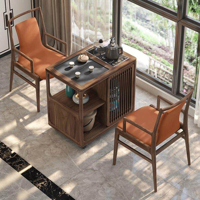 新中式茶桌茶台烧水壶一体嵌入式可移动家用实木阳台茶桌功夫茶桌