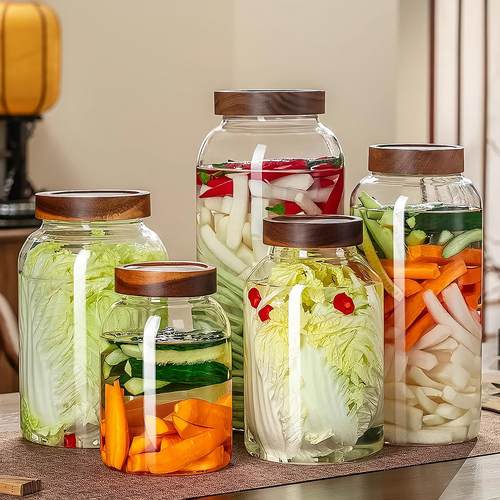 泡菜坛子玻璃罐厨房大号储物瓶腌制咸菜辣椒酱密封容器家用酸菜缸
