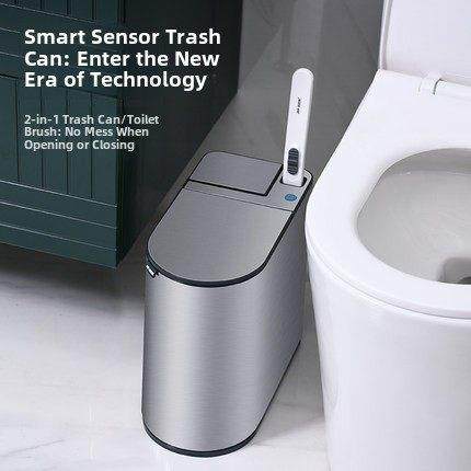 轻型豪华智能传感器垃圾桶自动家庭浴室无障碍豪华带盖电动窄纸篓