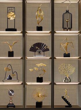 新中式高端轻奢创意金属摆件玄关客厅酒柜博古架电视柜家居装饰品