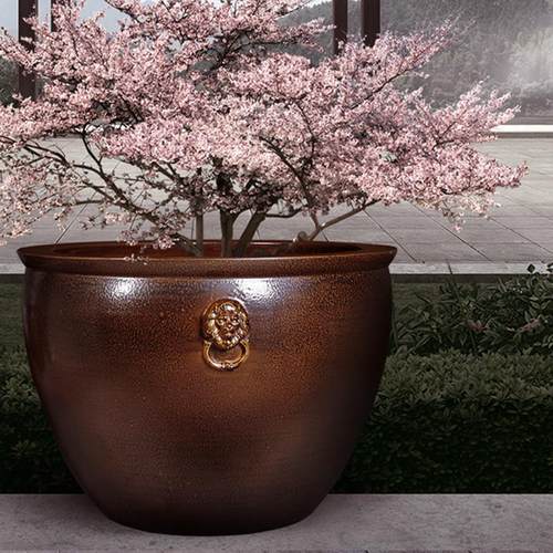 覆古景德镇陶瓷缸锦鲤缸特大号荷花缸庭院风水狮子头大缸装饰摆饰