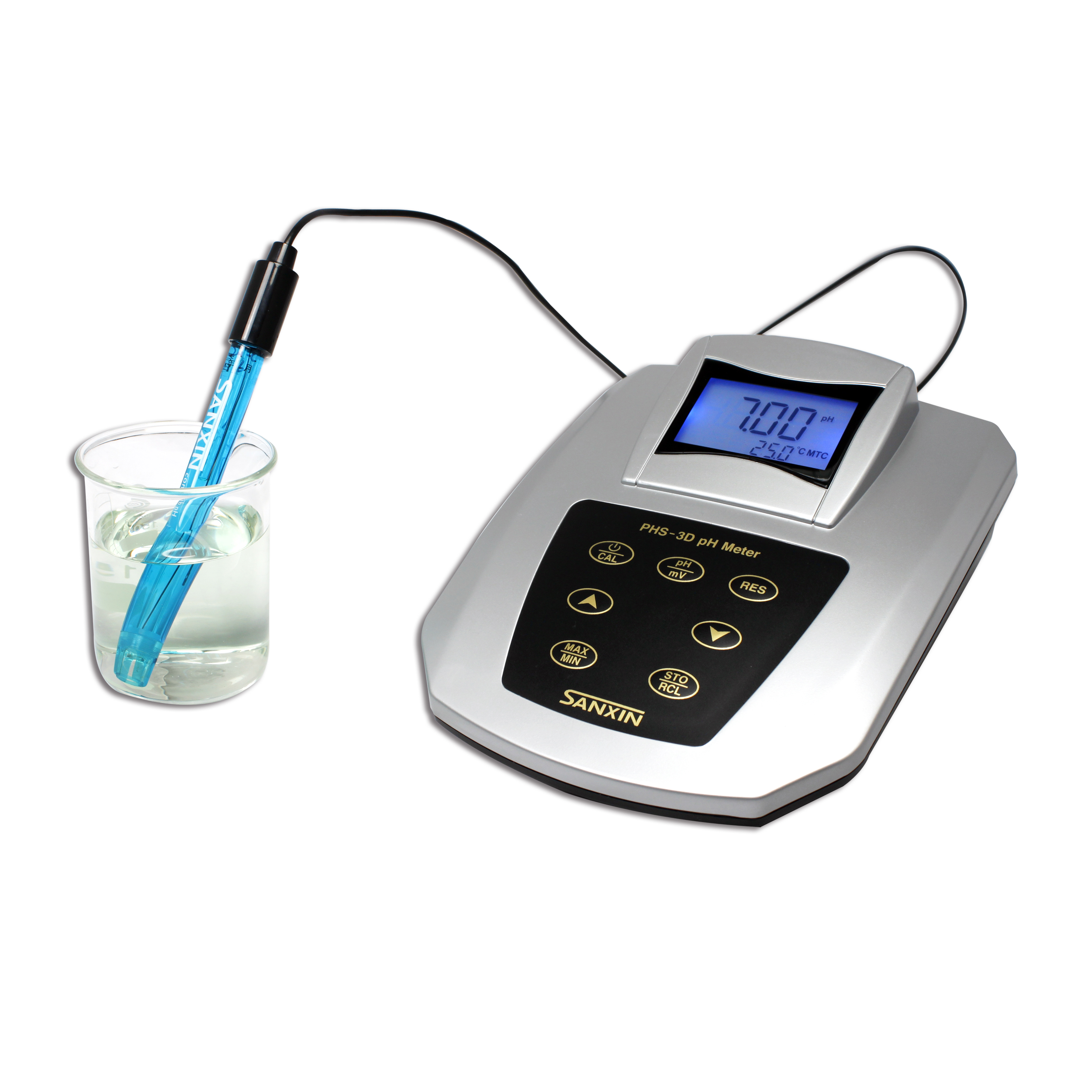 上海三信 PHS-3D实验室台式PH计 201T-M三复合pH电极 601电极架