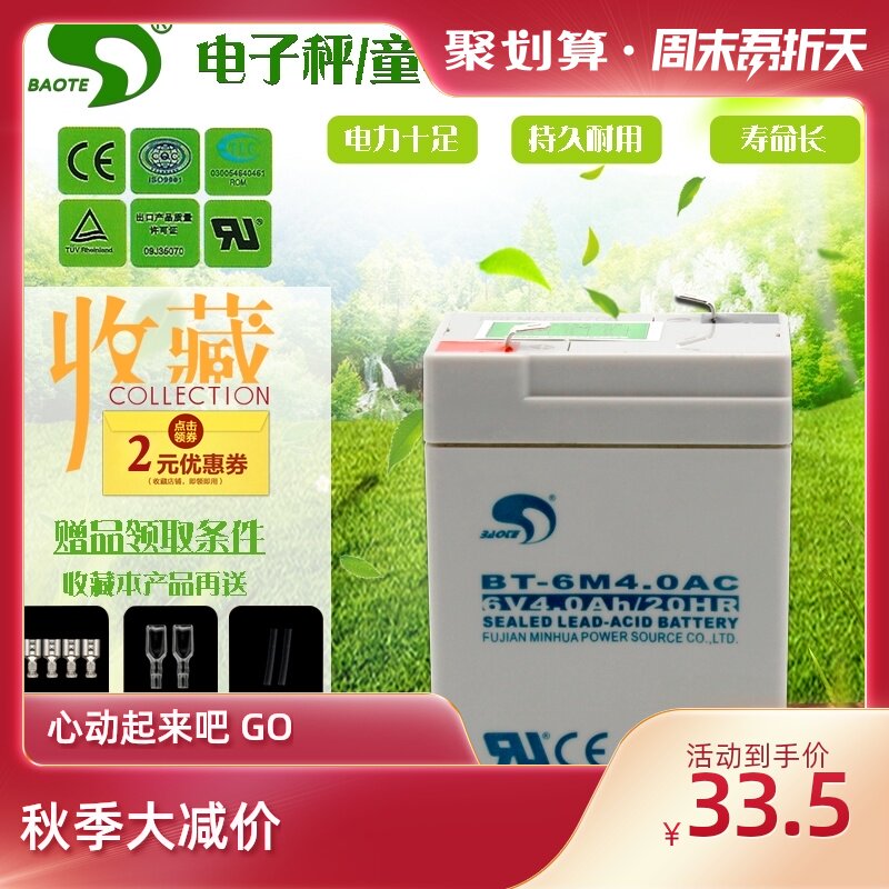 赛特BT-6M4.0AC电子秤6V4.0AH电瓶计价秤台秤六伏童车6V4AH蓄电池