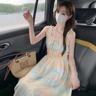 浪漫复古穿搭海边度假吊带连衣裙夏季 长裙 新款 甜美温柔风高级法式