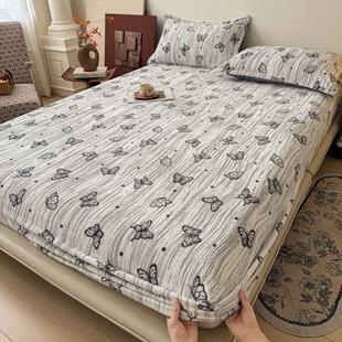 A类加厚雕花牛奶绒床笠单件2025新款加绒床罩席梦思保暖床套防滑