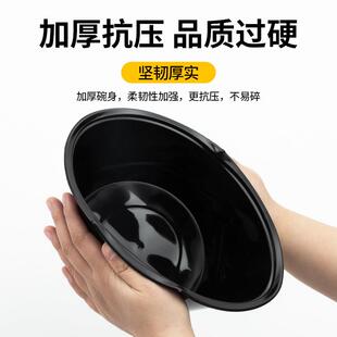 打包盒1000ML一次性餐盒塑料带盖子圆形外送碗黑色快餐便当饭盒汤
