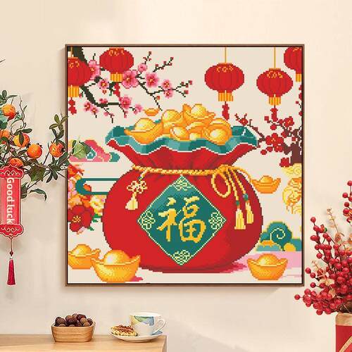 珠绣十字绣全珠子绣代代福福袋福字卧室新款串珠绣圆珠彩珠绣满绣