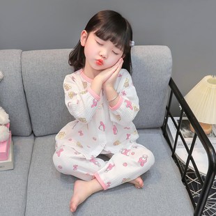 女童套装2024新款春秋面纱睡衣两件套中小童女宝宝休闲百搭宽松款