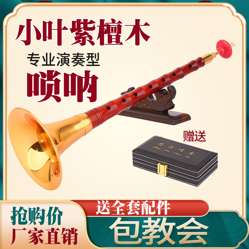 演奏小叶紫檀唢呐乐器D调C调降B调大小全套唢呐非洲紫檀唢呐