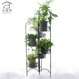 复古做旧铁艺绿萝花架客厅多层阳台多肉花盆架家用花店置物架落地