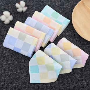 6条纱布口水巾双层纯棉方巾宝宝手帕洗脸巾擦澡巾幼儿园面巾