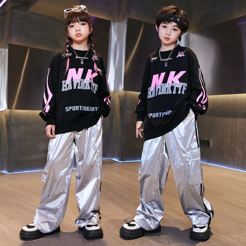 街舞儿童潮服hiphop嘻哈男童演出服套装女童爵士舞少儿架子鼓表演