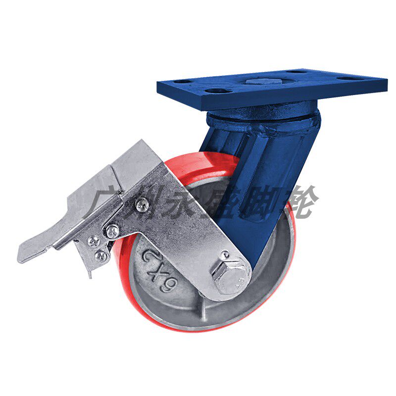 超重型加厚蓝支架万向脚轮载重1吨4寸5寸6寸8寸铁芯聚氨酯PU轮