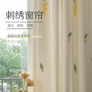 防晒隔热棉麻布飘窗不透人女生卧室轻奢简约 成品窗帘遮光2022新款