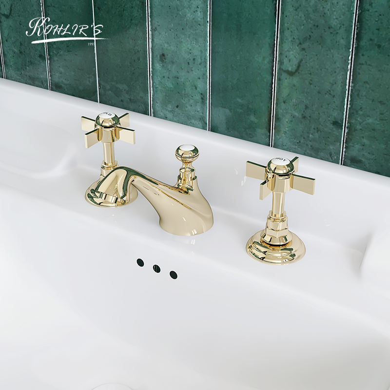 蔻伦法式复古龙头面盆洗手全铜水龙头浴室金色冷热水旋转双把手