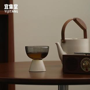 饰摆件 宜集堂INS中古高脚碗杯玻璃茶杯主人杯陶瓷茶具高级家用装