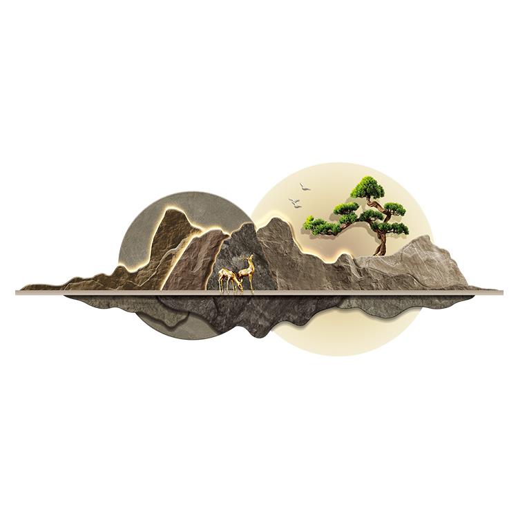 新中式高档大气灯画迎客松客厅沙发背景墙装饰画简约挂画茶室壁画
