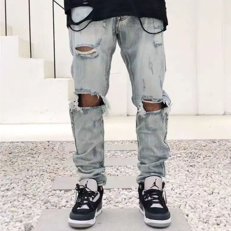 夏季新款男士破洞裤百搭