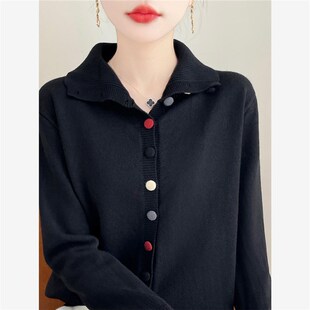 安可拉红色复古立领针织开衫外套上衣秋冬彩扣高领毛衣圣诞节新年