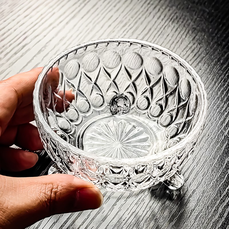 水晶玻璃甜品碗美容院小碗精致小果盘高端位上餐具小碟糖果水果盘