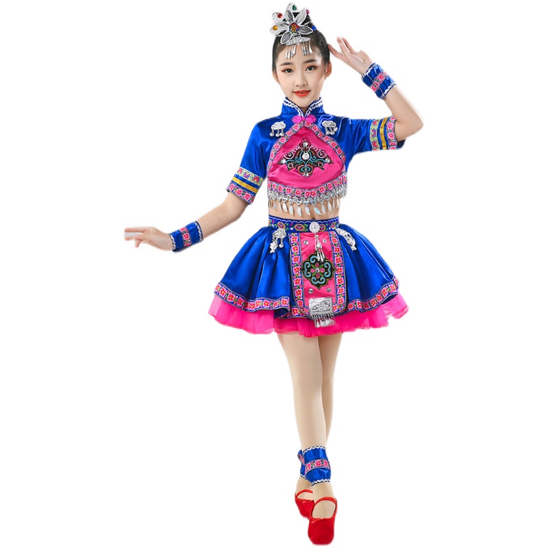 三月三民族演出服儿童少数民族舞蹈服壮族苗族侗族瑶族演出服彝族