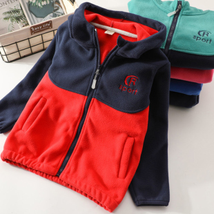 男童外套儿童春秋摇粒绒连帽开衫卫衣男孩薄绒上衣童装中大童秋装