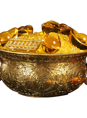 铜聚宝盆财位玄关装饰摆件纯铜招财聚财客厅家居乔迁店铺开业礼品