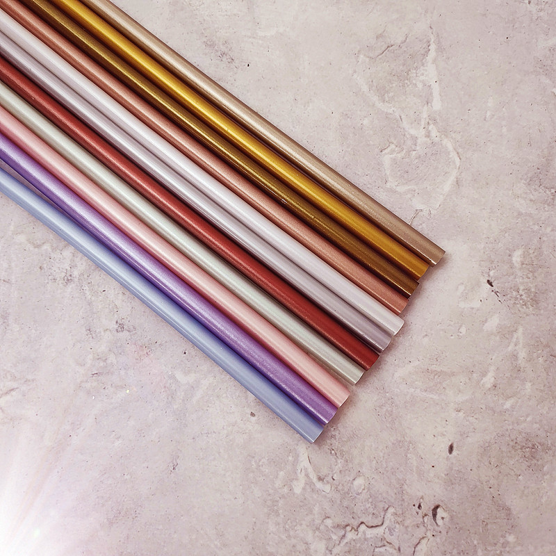 金属古铜金色网红色珠光色热熔胶棒火漆印章美缝蜡片DIY制作手账