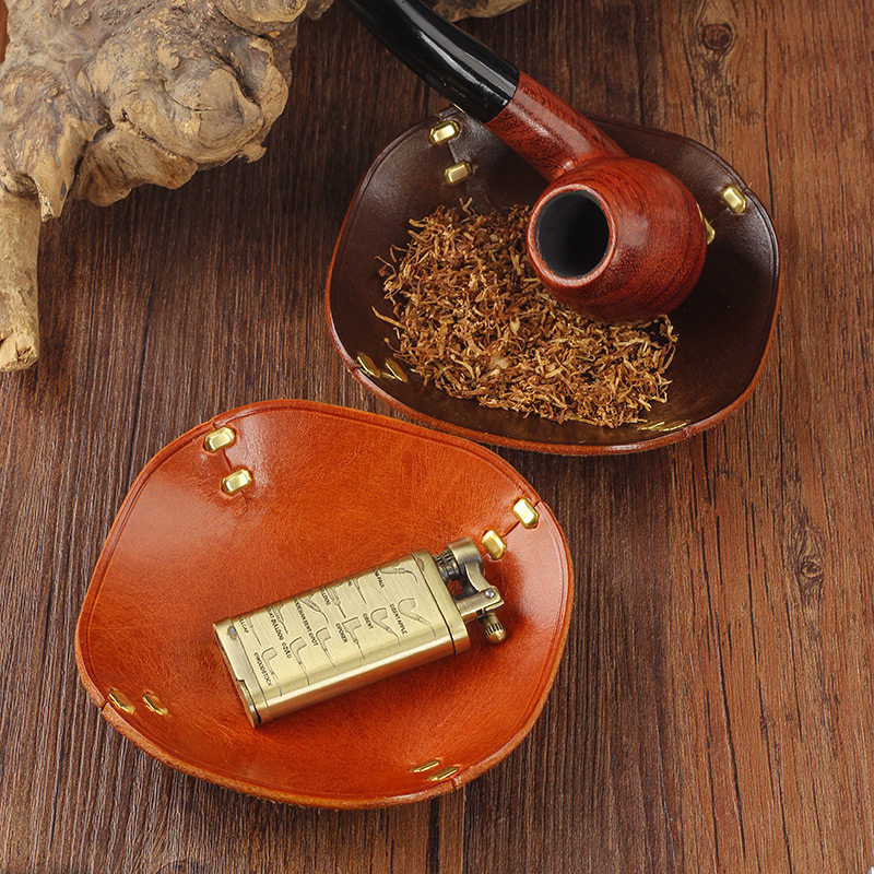 手工牛皮烟丝醒草盘便携收纳盘