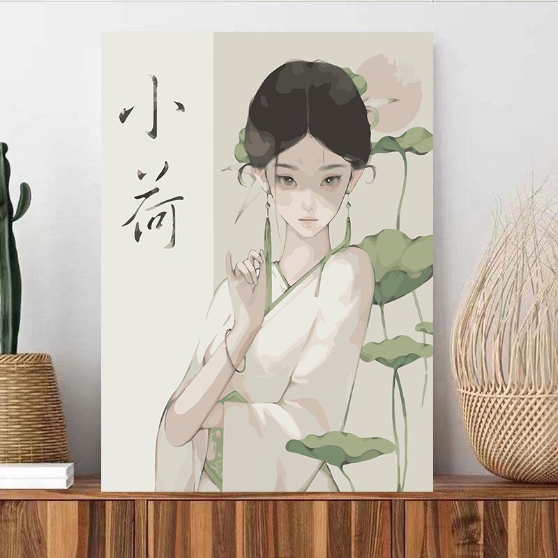 新款古风人物数字油画diy国潮中国风丙烯手工涂色解压中式装饰画图片