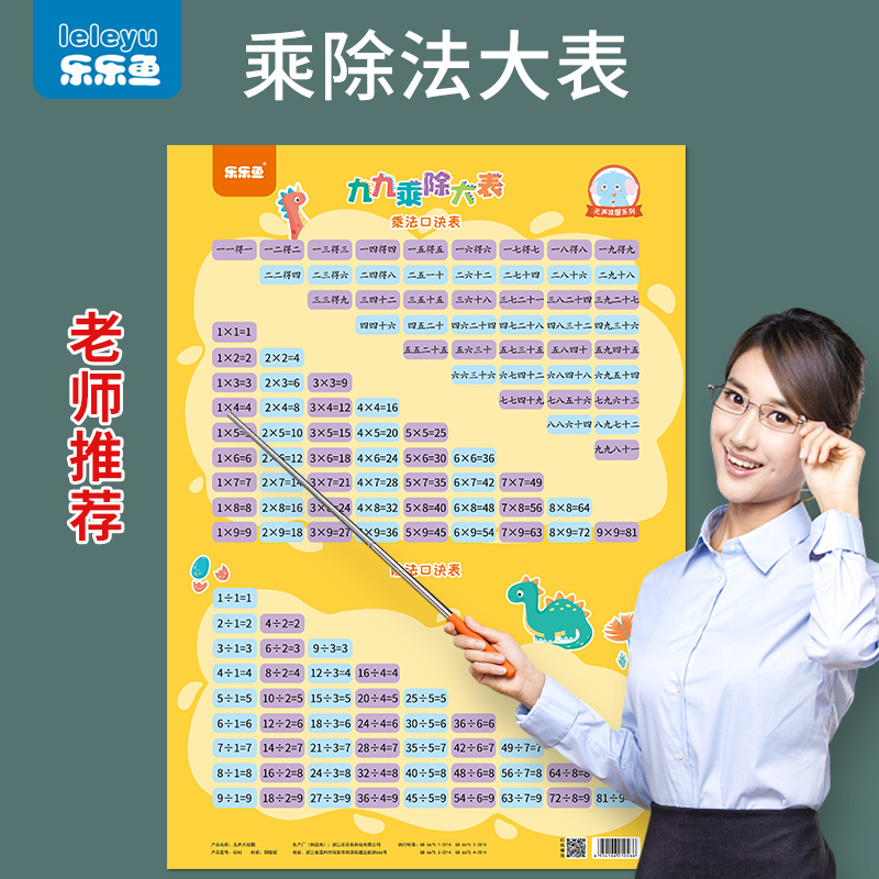 小学数学挂图乘法口诀表除法一年级公式99大全拼音墙贴学习神器