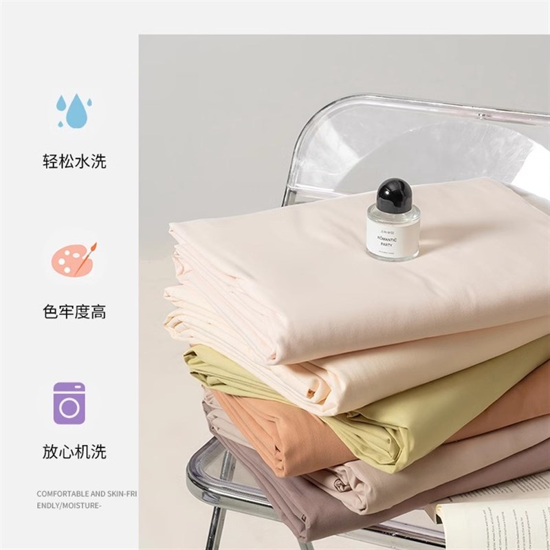 A类高级感酒店纯色秋冬100支长绒棉磨毛床单单件全棉纯棉加厚柔软