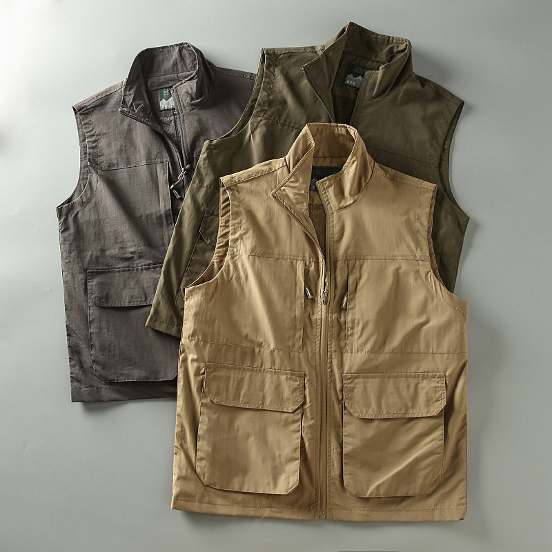 秋季新款户外机能风防水透气男士钓鱼登山多口袋工装立领马甲外套,男装,常规马甲,淘宝优惠券,粉丝福利购,淘宝优惠卷